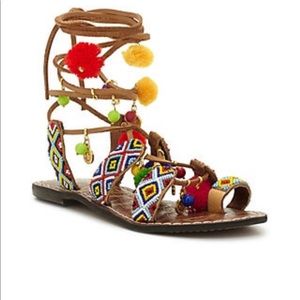 Sam Edelman Lisabeth Beaded Pompom Sandals